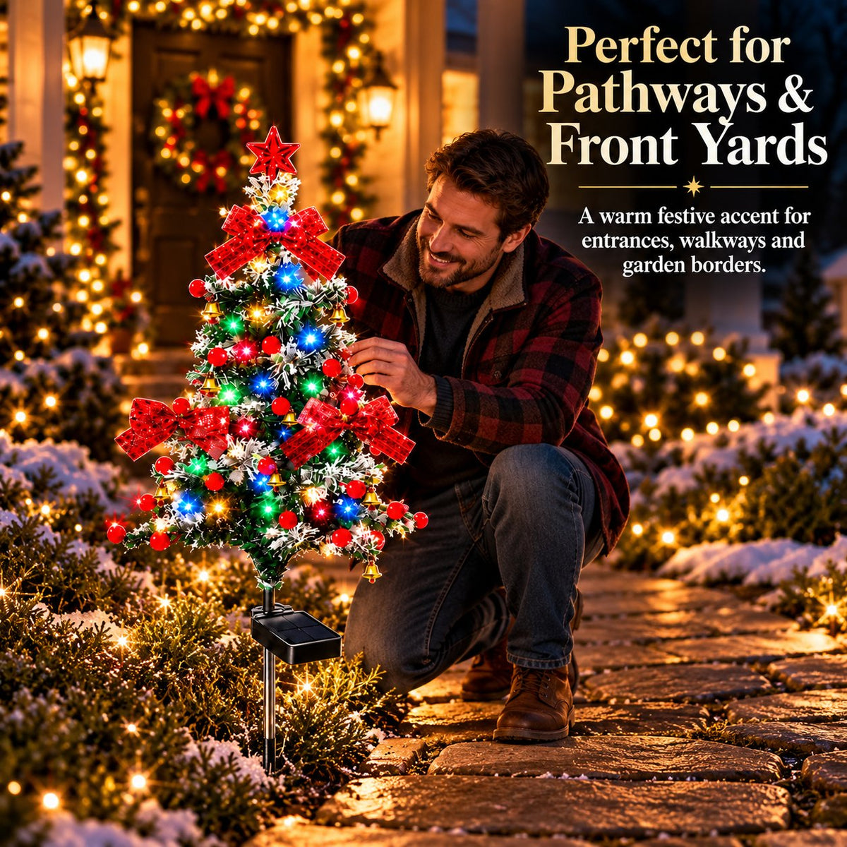49% OFF 🔥 Solar Cedar Christmas Tree Lights | Festive Outdoor Holiday Decor