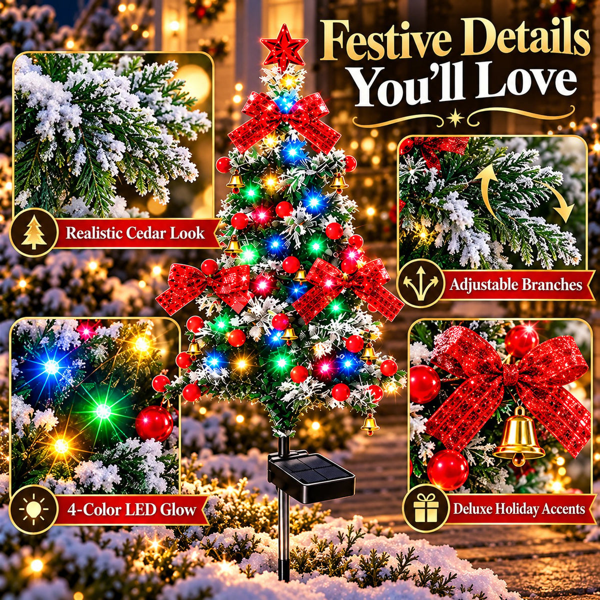 49% OFF 🔥 Solar Cedar Christmas Tree Lights | Festive Outdoor Holiday Decor