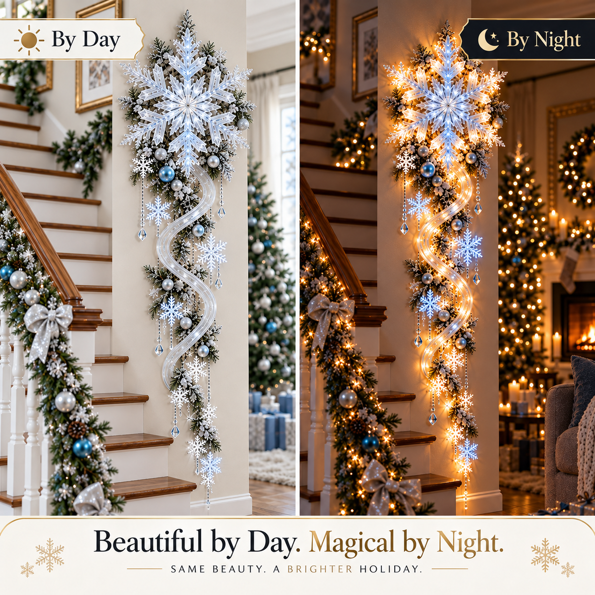 ❄️Giant Snowflake Blizzard Trail- Let the Snowstorm Glow Indoors