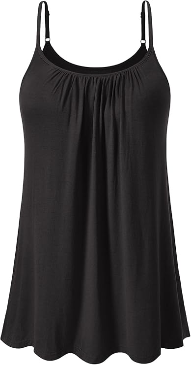 Women's Cool Flowy Bra Cami | with Built-in Cups | Relaxed Fit | Adjustable Spaghetti Strap
