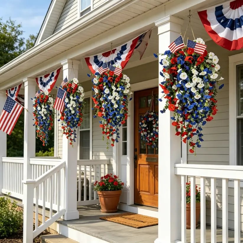 ✨ Celebrate America’s 250th Anniversary with Patriotic Hanging Flower Baskets