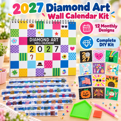 💎2027 Diamond Art Calendar Craft Kit | 12 Monthly Designs + Complete Gem Tools ✨