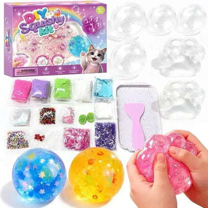 Kawaii DIY Cat Paw Squishy Kit, Make Your Own Mochi Squishy Stress Relief Fidget Toy, ASMR Sensory Craft Kit, Birthday Holiday Gift