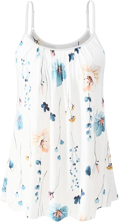 Women's Cool Flowy Bra Cami | with Built-in Cups | Relaxed Fit | Adjustable Spaghetti Strap