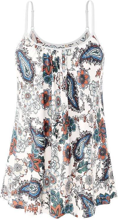 Women's Cool Flowy Bra Cami | with Built-in Cups | Relaxed Fit | Adjustable Spaghetti Strap