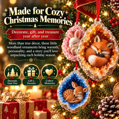 🎄Early Bird Christmas Sale 50% OFF |✨Woodland Geode Animal Ornaments – Tiny Christmas Friends Hidden in Crystal Magic