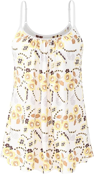 Women's Cool Flowy Bra Cami | with Built-in Cups | Relaxed Fit | Adjustable Spaghetti Strap