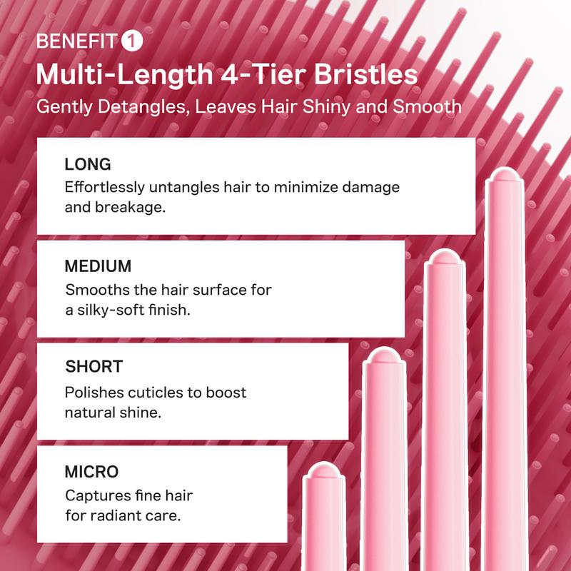 🎀 Ribbon Cherry Glass Hair Brush – Gentle Detangling for Smooth, Shiny Hair