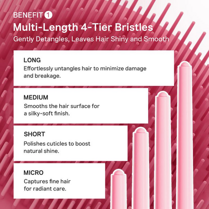 🎀 Ribbon Cherry Glass Hair Brush – Gentle Detangling for Smooth, Shiny Hair