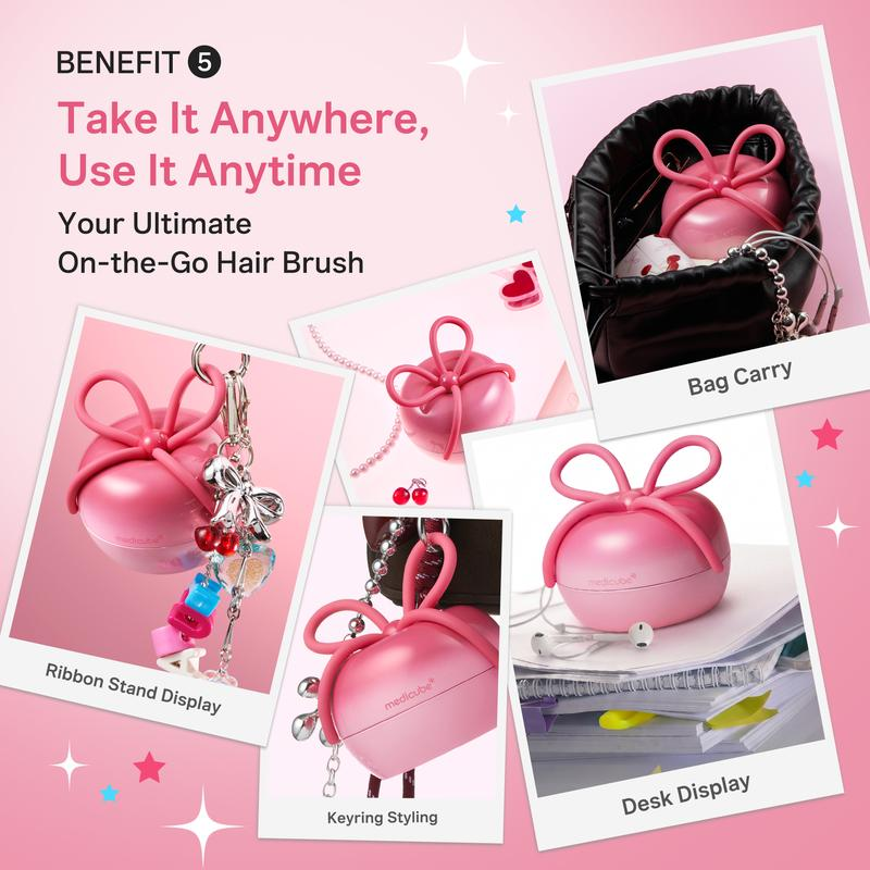 🎀 Ribbon Cherry Glass Hair Brush – Gentle Detangling for Smooth, Shiny Hair