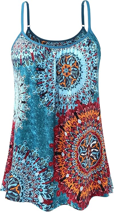Women's Cool Flowy Bra Cami | with Built-in Cups | Relaxed Fit | Adjustable Spaghetti Strap