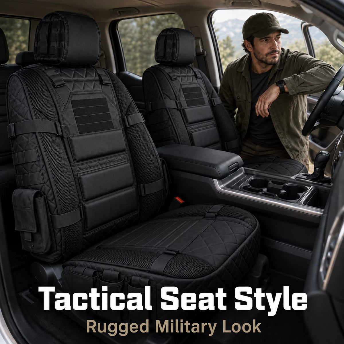 🎖️ Military‐Style Auto Seat Protectors|Universal Fit Heavy‐Duty Cushion For Long‐Drive Vehicle Owners
