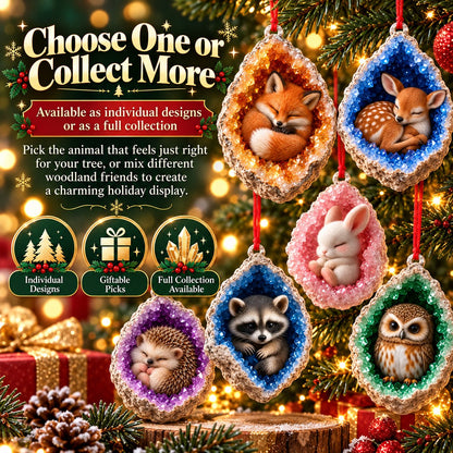 🎄Early Bird Christmas Sale 50% OFF |✨Woodland Geode Animal Ornaments – Tiny Christmas Friends Hidden in Crystal Magic