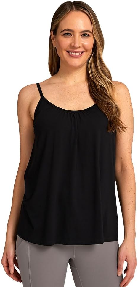 Women's Cool Flowy Bra Cami | with Built-in Cups | Relaxed Fit | Adjustable Spaghetti Strap