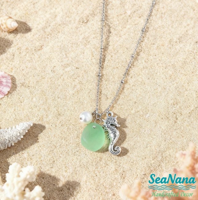 💯The most popular marine gift💝Coastal Reflections🎉——Healing Series of Sea Glass Pendant Necklaces💫