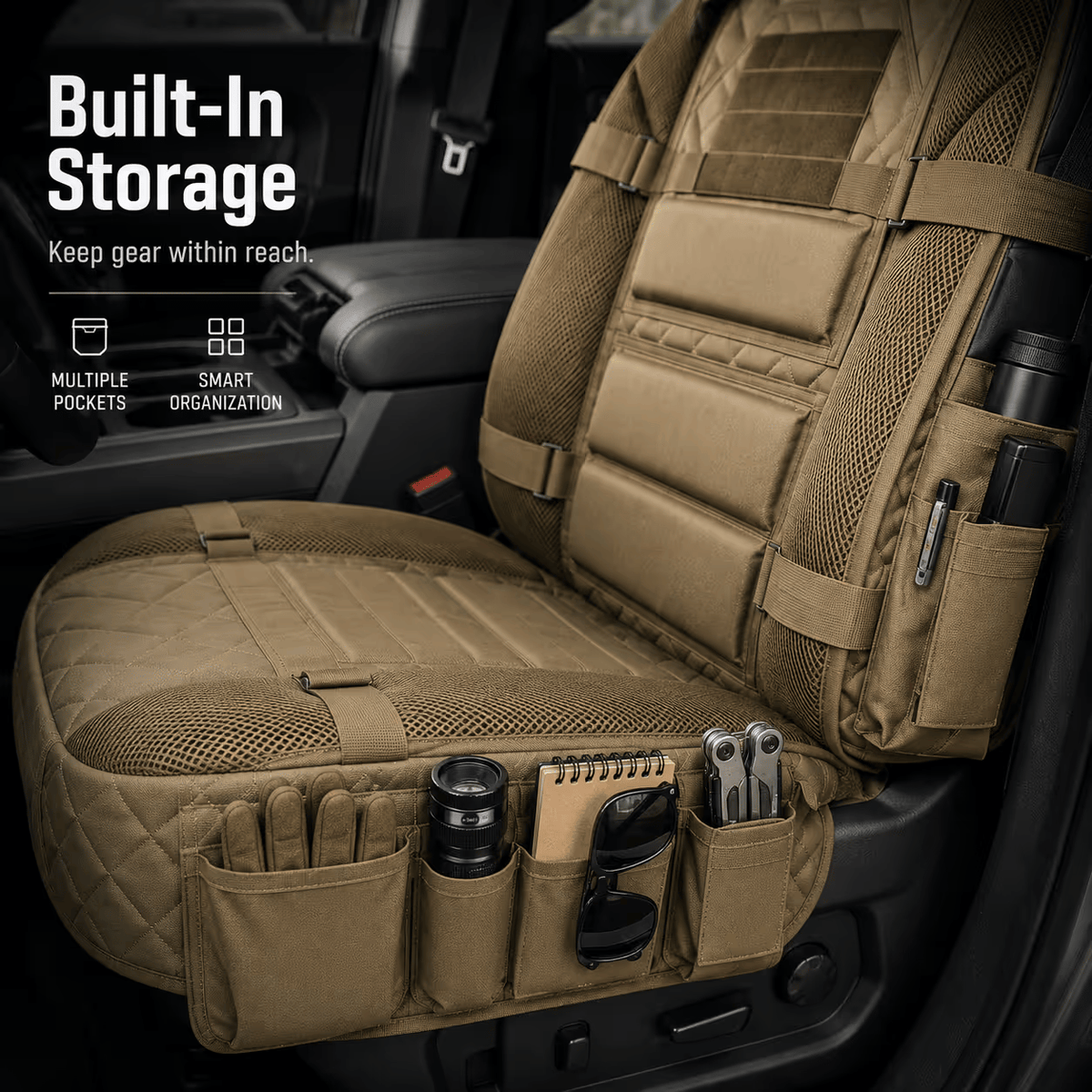 🎖️ Military‐Style Auto Seat Protectors|Universal Fit Heavy‐Duty Cushion For Long‐Drive Vehicle Owners