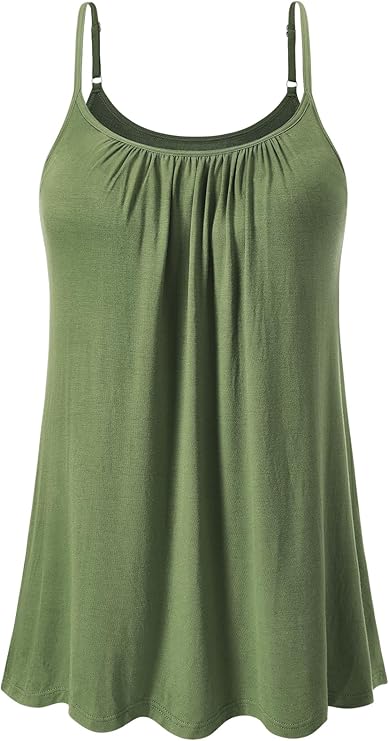 Women's Cool Flowy Bra Cami | with Built-in Cups | Relaxed Fit | Adjustable Spaghetti Strap