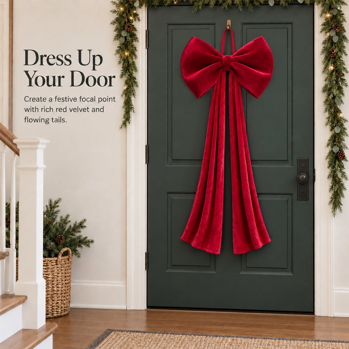 Velvet Christmas Tree Topper Bow, Large Bow for Christmas Tree Decorations