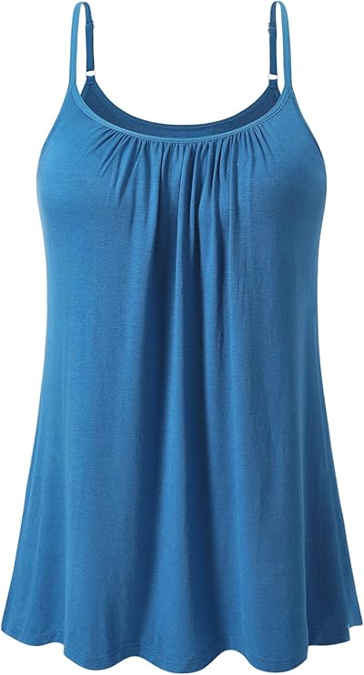 Women's Cool Flowy Bra Cami | with Built-in Cups | Relaxed Fit | Adjustable Spaghetti Strap