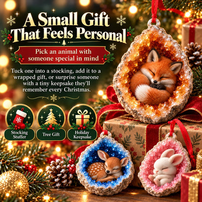 🎄Early Bird Christmas Sale 50% OFF |✨Woodland Geode Animal Ornaments – Tiny Christmas Friends Hidden in Crystal Magic
