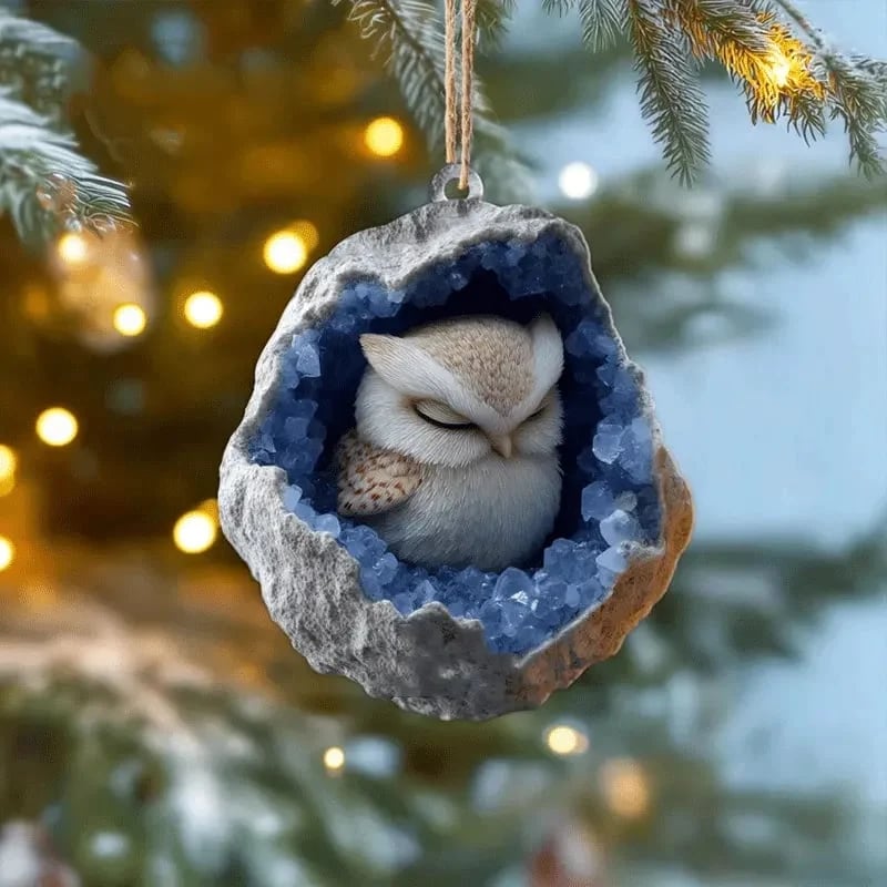 🎄Early Bird Christmas Sale 50% OFF |✨Woodland Geode Animal Ornaments – Tiny Christmas Friends Hidden in Crystal Magic