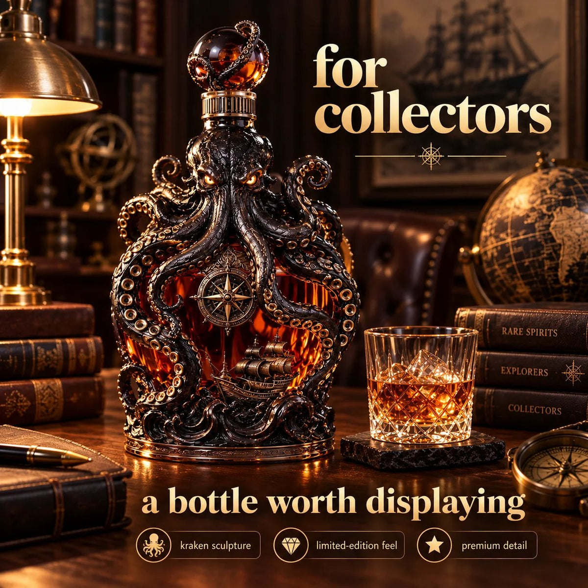 Dark Abyss Kraken Decanter – Sculpted Collector Bottle for Home Bar & Gifting