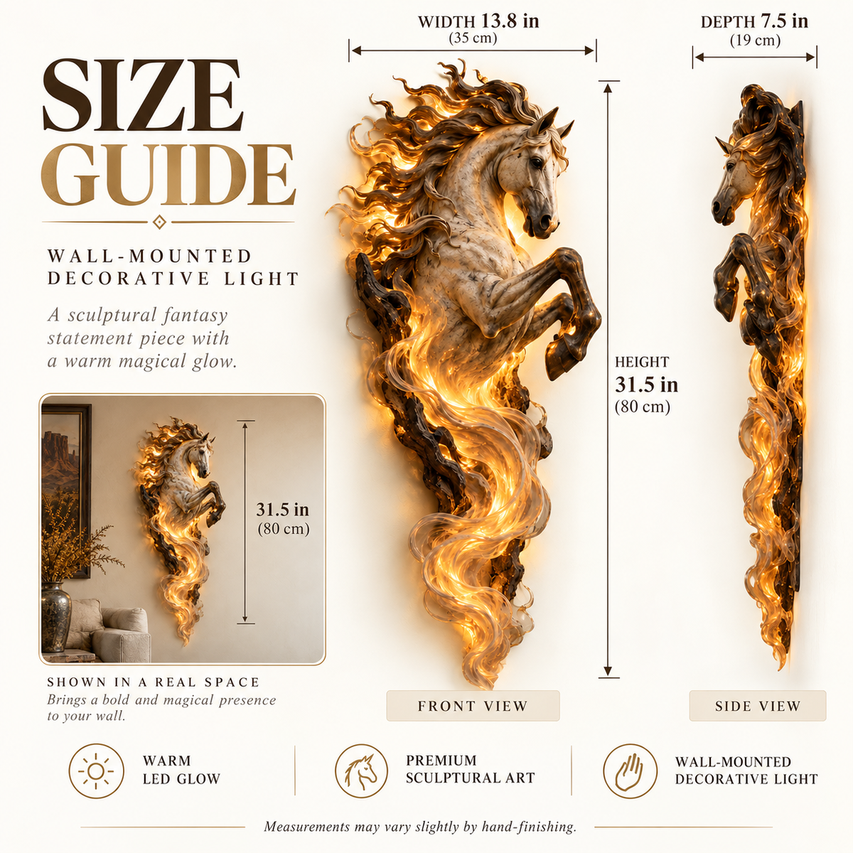 🔥Last Day 49% OFF -🐎 Emberlight Rearing Horse Wall Sculpture | Illuminated 3D Decor