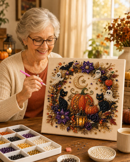 ? Last Day 60% OFF – ?✨ Halloween Pearl Art DIY Kit – Turn Tiny Pearls into Spooky-Cute Magic
