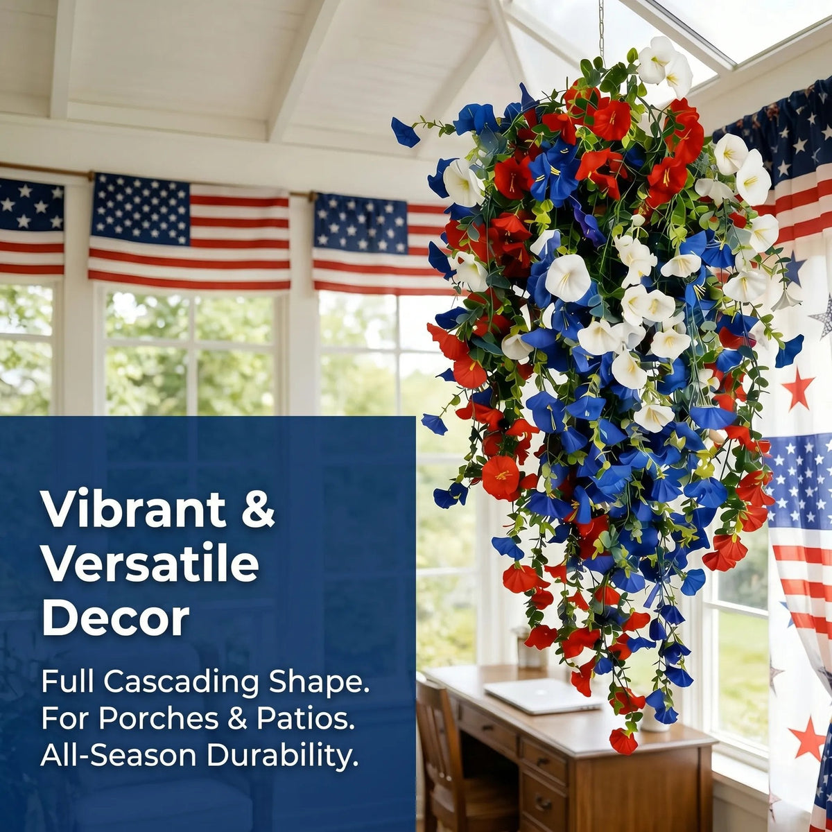 ✨ Celebrate America’s 250th Anniversary with Patriotic Hanging Flower Baskets