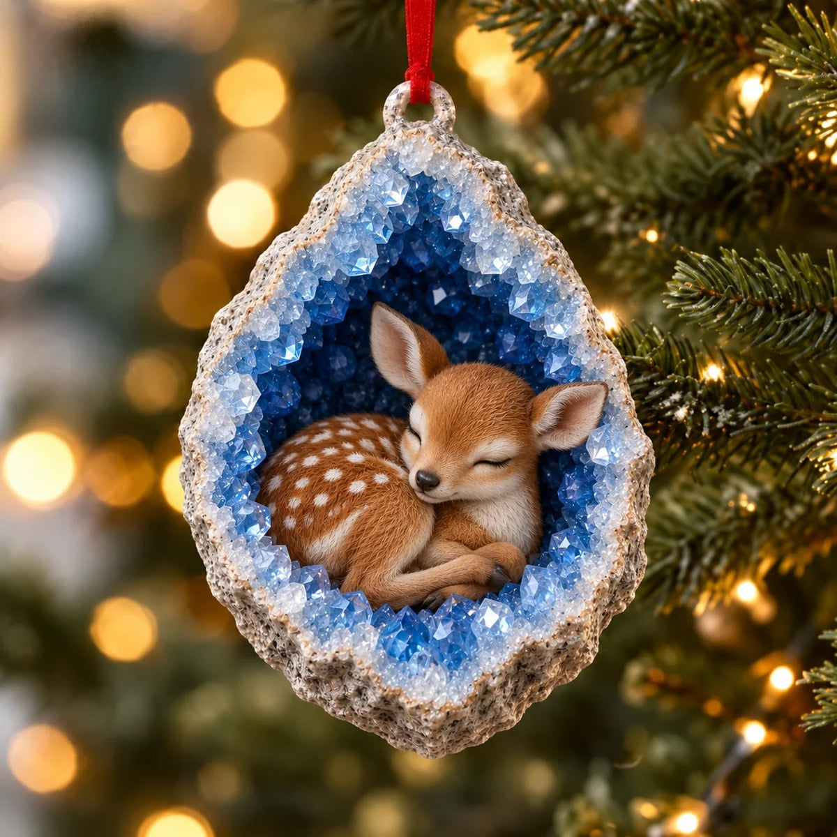 🎄Early Bird Christmas Sale 50% OFF |✨Woodland Geode Animal Ornaments – Tiny Christmas Friends Hidden in Crystal Magic