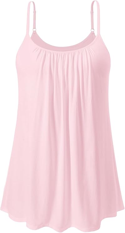 Women's Cool Flowy Bra Cami | with Built-in Cups | Relaxed Fit | Adjustable Spaghetti Strap