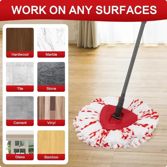 🔥🔥 2026 Upgraded Spin Mop Heads with Scrubbing Pad