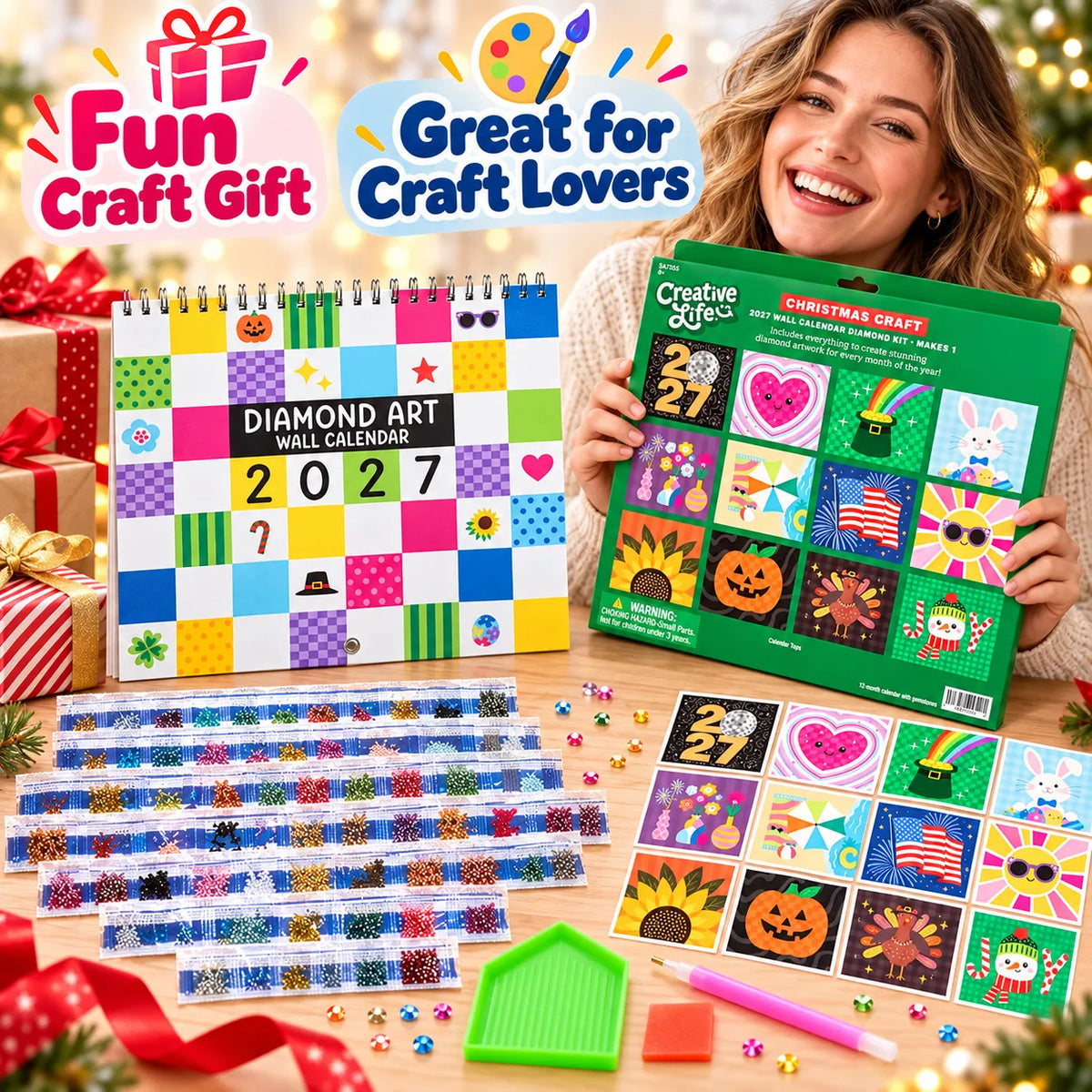 💎2027 Diamond Art Calendar Craft Kit | 12 Monthly Designs + Complete Gem Tools ✨
