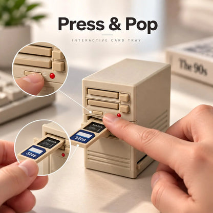 Vintage 90s PC Desktop Organizer with Integrated Card Reader for Desktop Setup, Retro Tech Display & Hobby Collector Gift
