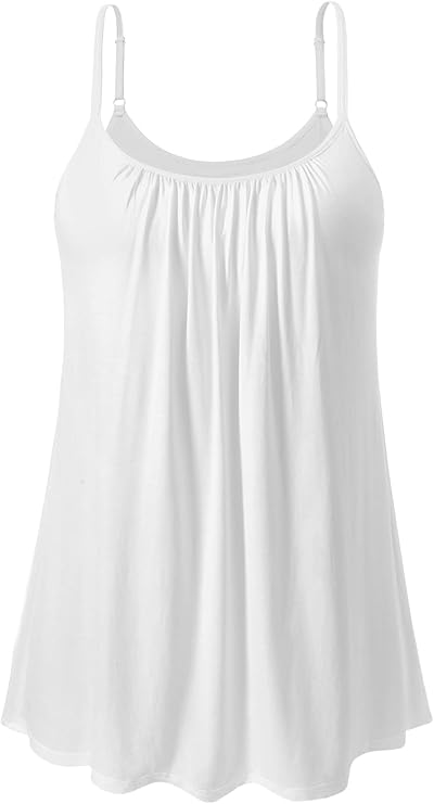 Women's Cool Flowy Bra Cami | with Built-in Cups | Relaxed Fit | Adjustable Spaghetti Strap