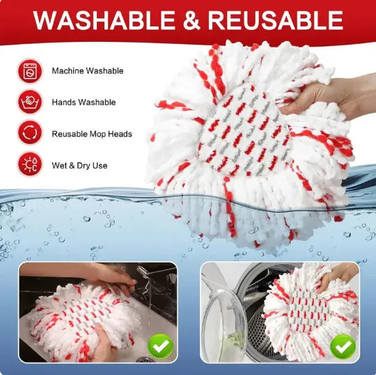 🔥🔥 2026 Upgraded Spin Mop Heads with Scrubbing Pad