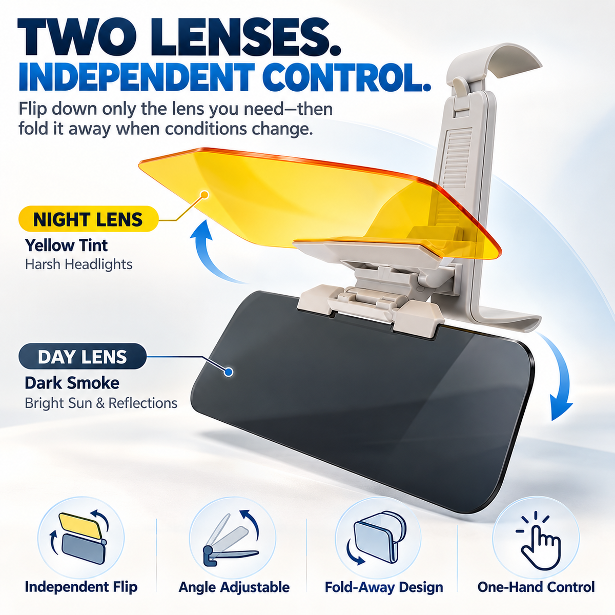 ⭐2-in-1 Car Visor Extender – Day & Night Anti-Glare Driving Shield