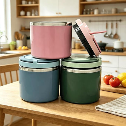 ✨Stainless Steel Insulated Lunch Box with Handle – Leakproof Stackable Food Container for Office, School & Travel