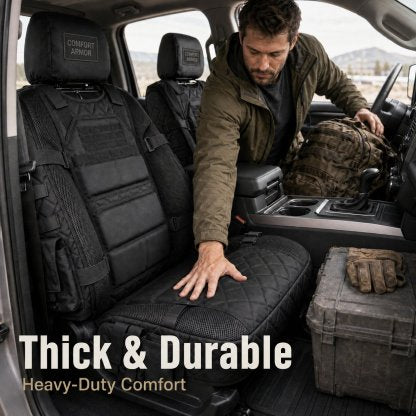 🎖️ Military‐Style Auto Seat Protectors|Universal Fit Heavy‐Duty Cushion For Long‐Drive Vehicle Owners