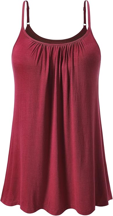 Women's Cool Flowy Bra Cami | with Built-in Cups | Relaxed Fit | Adjustable Spaghetti Strap