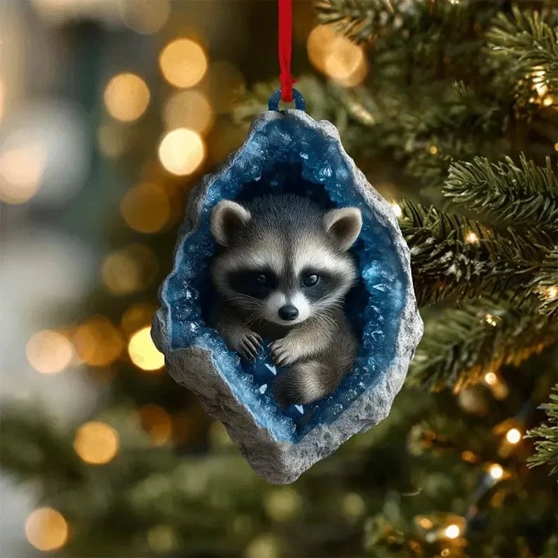 🎄Early Bird Christmas Sale 50% OFF |✨Woodland Geode Animal Ornaments – Tiny Christmas Friends Hidden in Crystal Magic