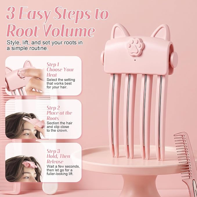 🎉48K+ Sold 💇 Wireless Heated Volumizing Root Lift Clip, Portable Travel Hair Styling Tool for Flat Fine Hair