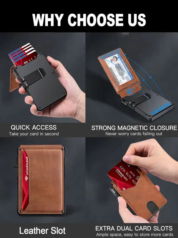 🔥⚡70K+ SOLD!💳Slim RFID-Blocking Men’s Wallet with Pop-Up Aluminum Money Clip — Stylish, Secure & Minimalist