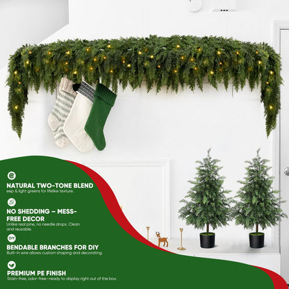 💥 Pre-lit Christmas Cedar Garland