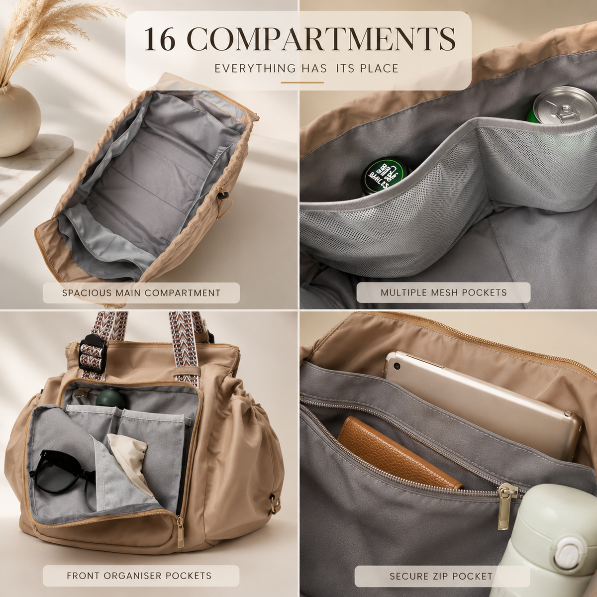 16-Compartment Convertible Travel & Everyday Bag