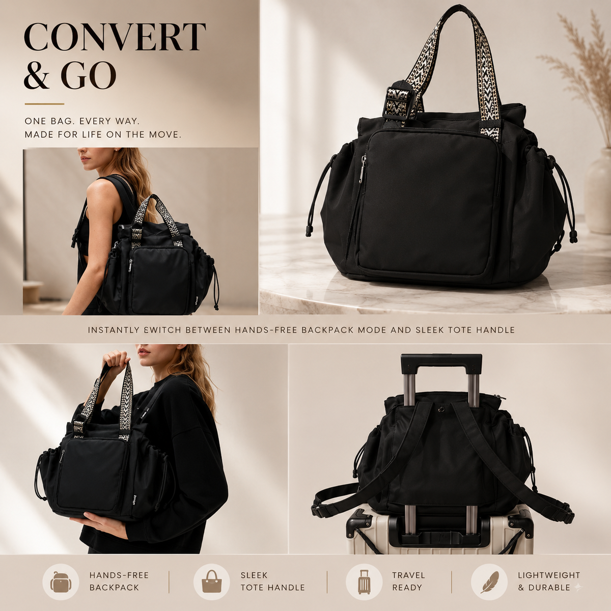 16-Compartment Convertible Travel & Everyday Bag