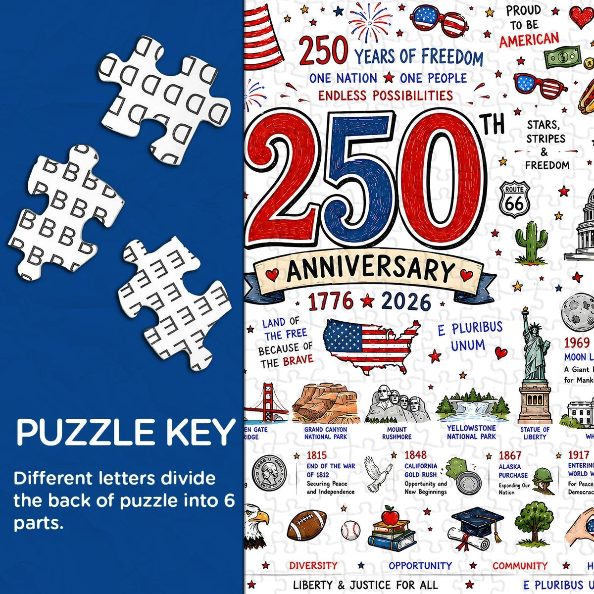 🧩 Patriotic America Jigsaw Puzzle 1000 Pieces 🎁 Buy 2 Free Shipping