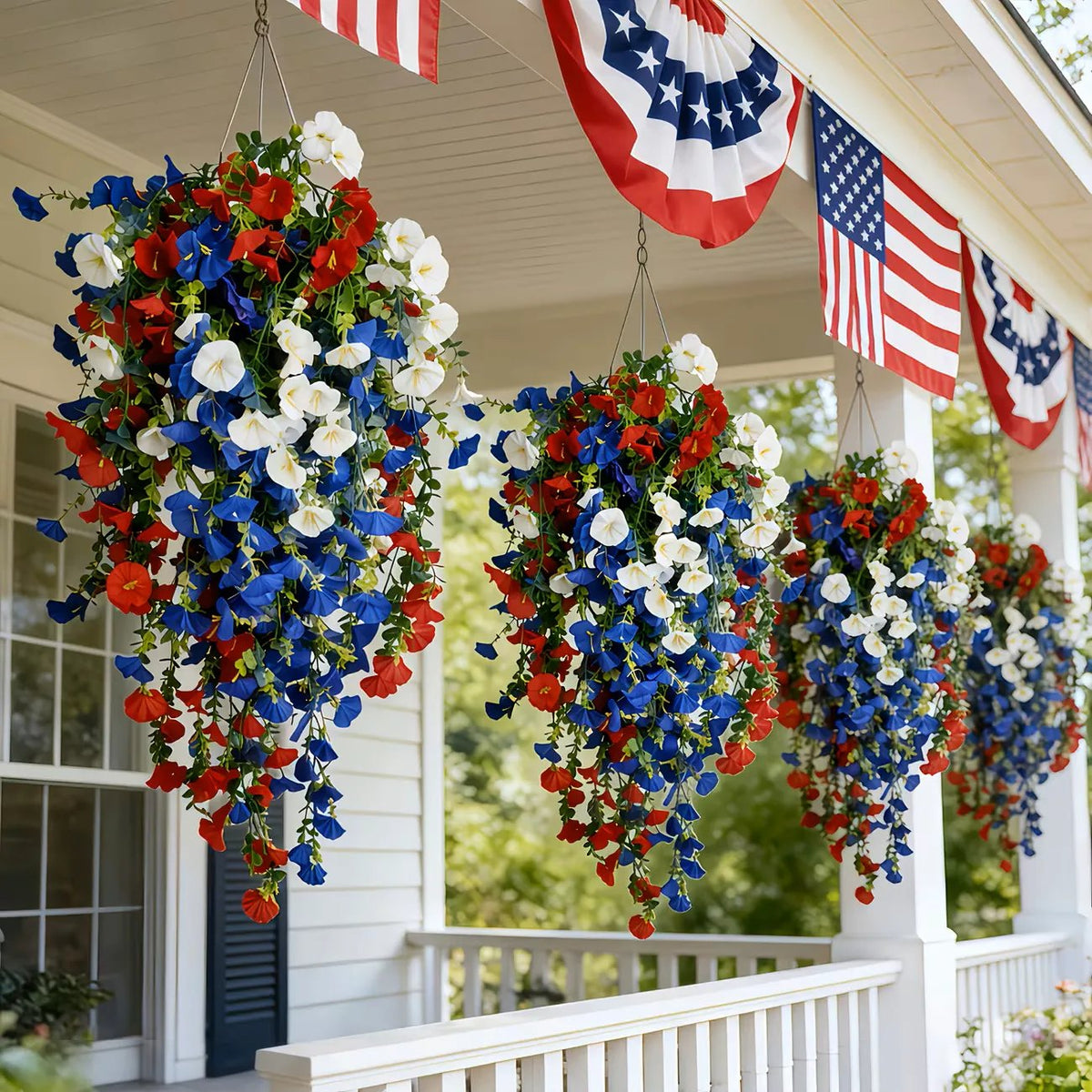 ✨ Celebrate America’s 250th Anniversary with Patriotic Hanging Flower Baskets