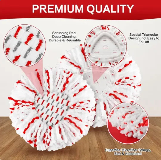 🔥🔥 2026 Upgraded Spin Mop Heads with Scrubbing Pad