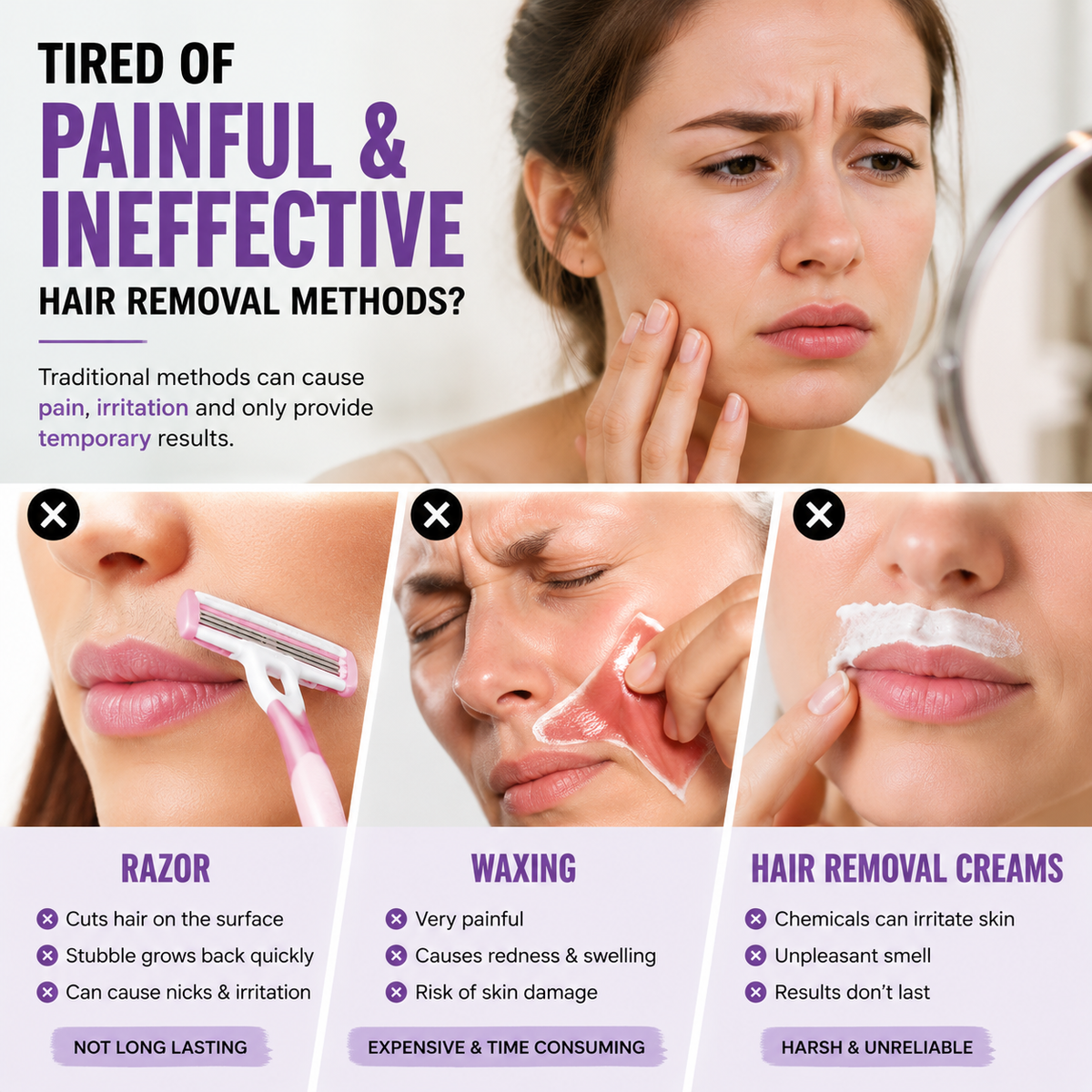 ✨ Facial Hair Threading Epilator – Painless Upper Lip & Face Hair Remover Tool for Smooth Skin at Home